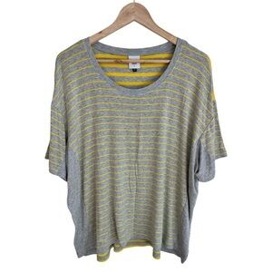 CAbi Cruise Tee Yellow Gray Stripe Short Dolman Sleeve womens Size S Boxy 6131